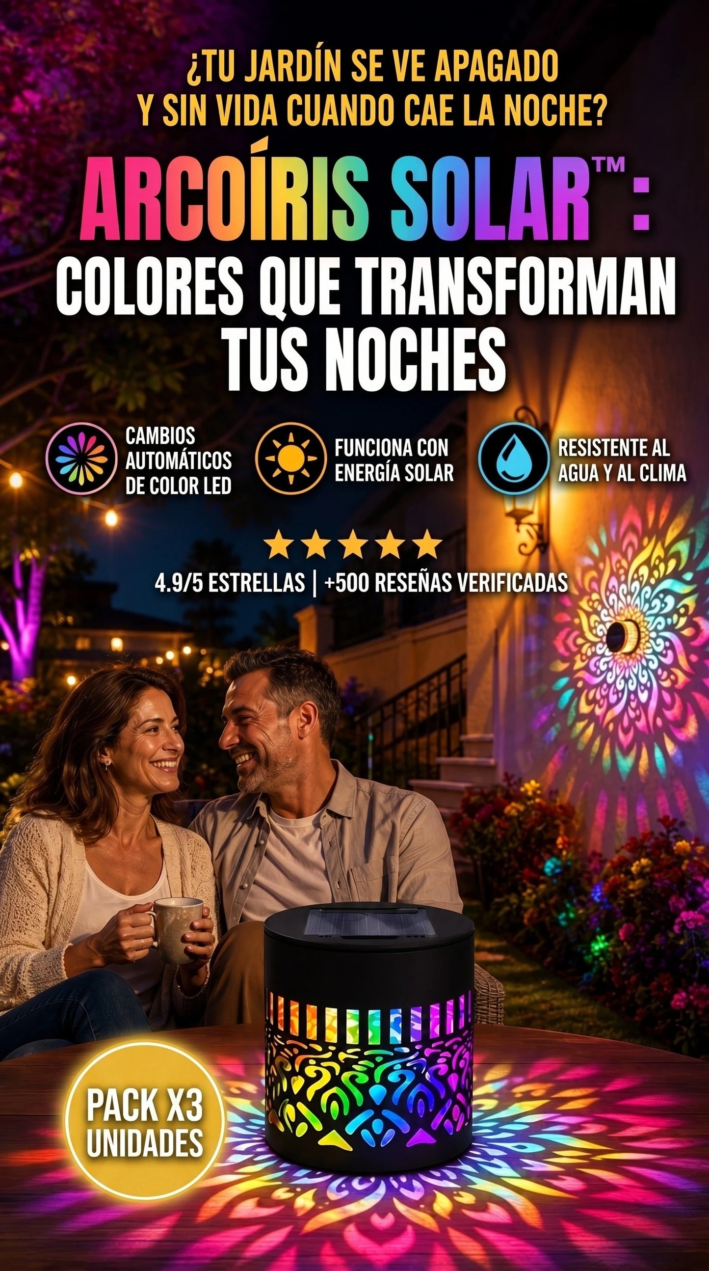 🌈 Luminaria Solar Arcoíris™ | Magia de Color para Tu Jardín