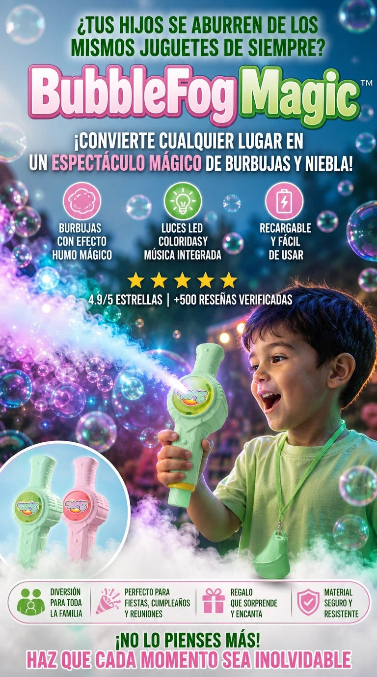 BubbleFog Magic™ + Un Espectáculo de Burbujas, Luces y Diversión Inolvidable