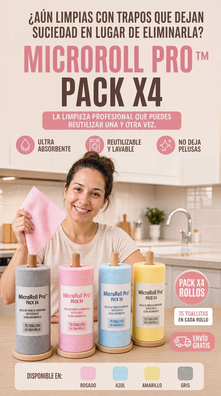 MicroRoll Pro™ PACK X4 – Limpieza Impecable Sin Desperdiciar Más Dinero