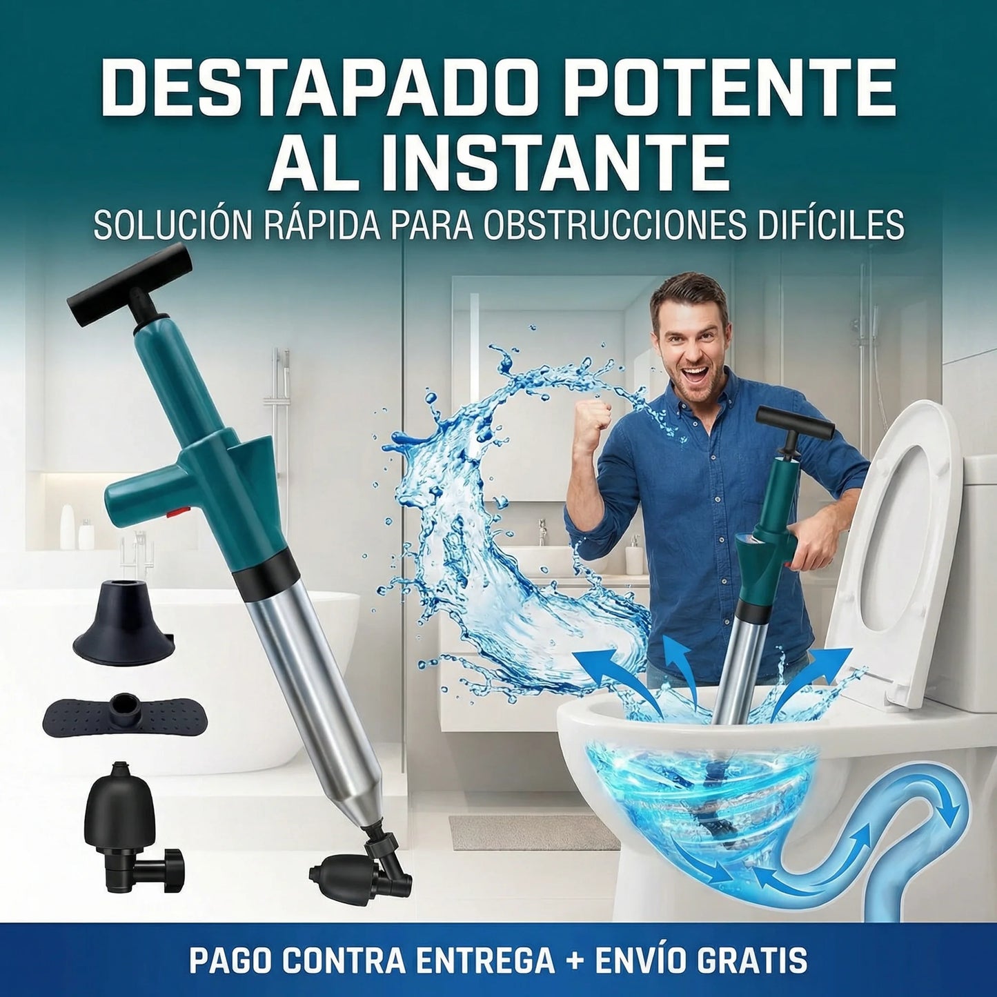 AirFlush Pro™ | Pistola de Desagüe de Alta Presión sin Esfuerzo🚽