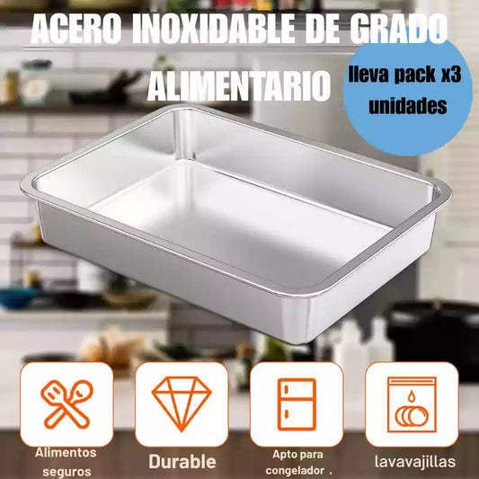 PACK X3 Bandejas de Acero Inoxidable: Elegancia y Funcionalidad en Cada Rincón ✨