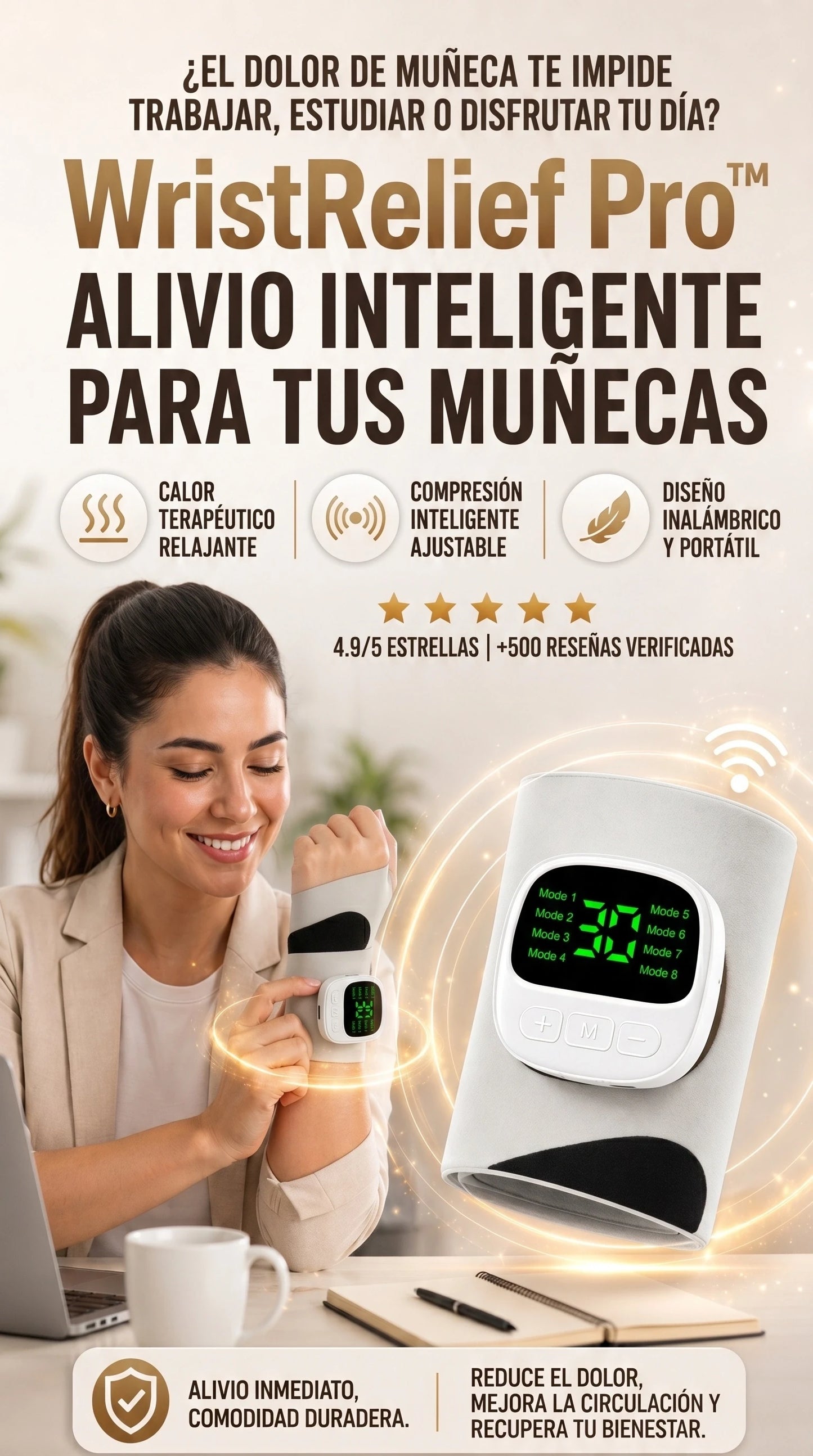 WristRelief Pro™ | Alivio Inteligente para Tus Muñecas