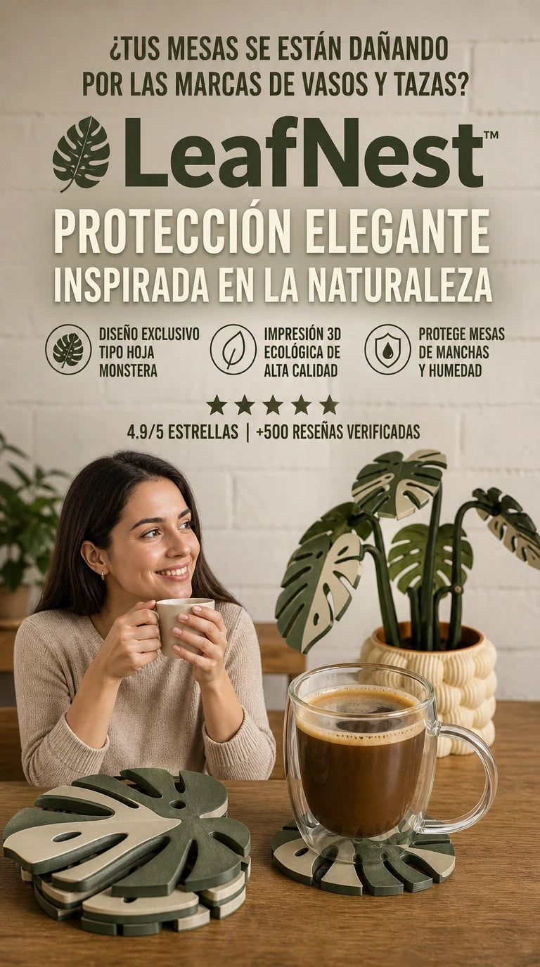 LeafNest™ Posavasos Hoja Decorativa + Protección Elegante para tus Superficies