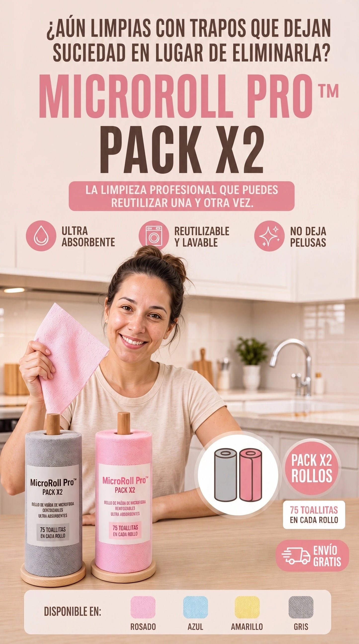 MicroRoll Pro™ PACK X2 – Limpieza Impecable Sin Desperdiciar Más Dinero