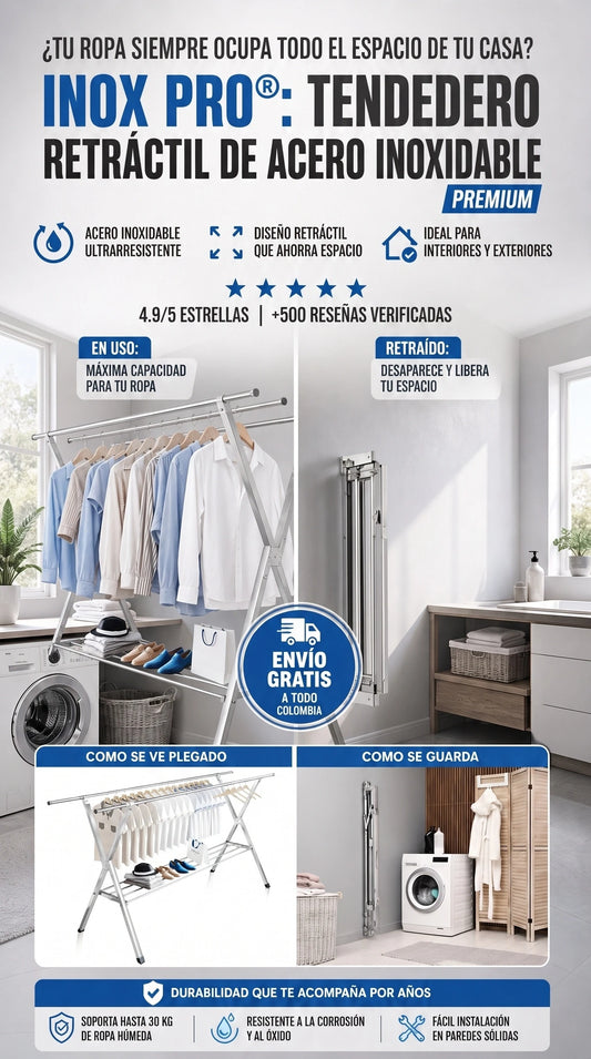 Tendedero Inox Pro® – Secado eficiente con orden y estilo🧺