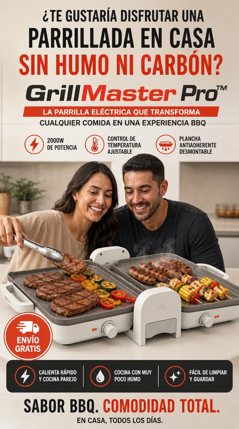 GrillMaster Pro™ – Disfruta Parrilladas Perfectas Sin Humo y con Control Total del Calor