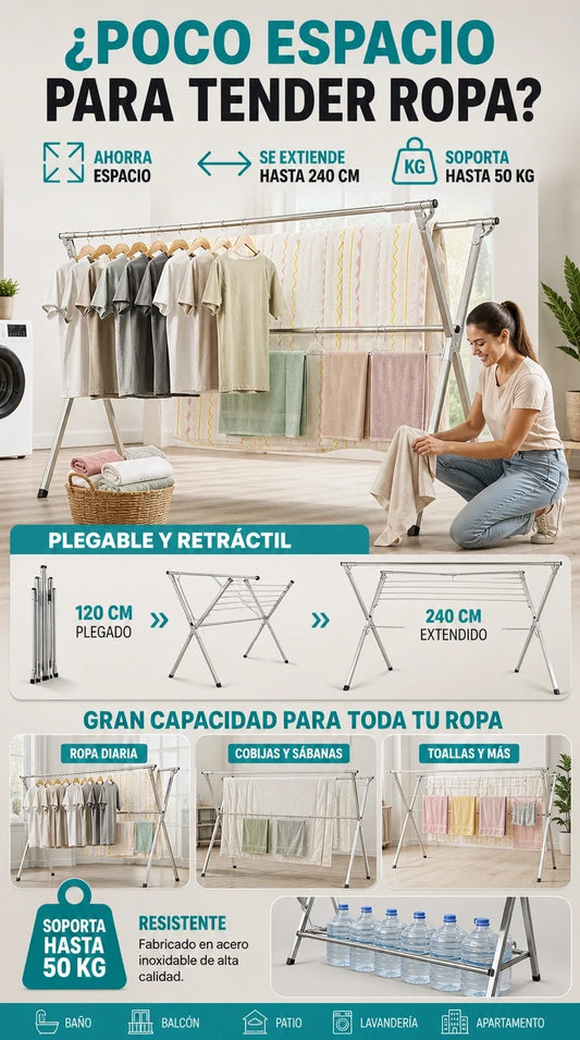 Tendedero Inox Pro® – Secado eficiente con orden y estilo🧺