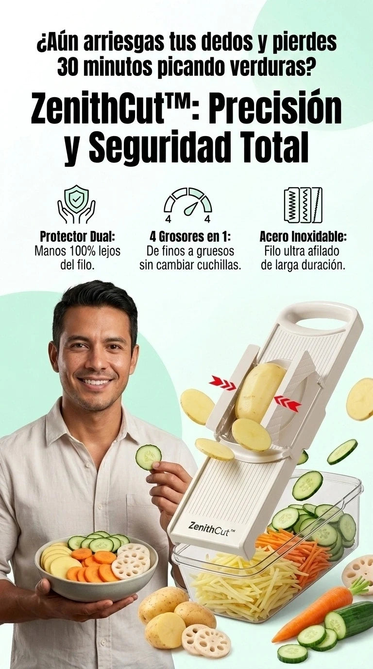 ZenithCut Pro — Precisión milimétrica y cortes uniformes en segundos sin desordenar tu cocina.