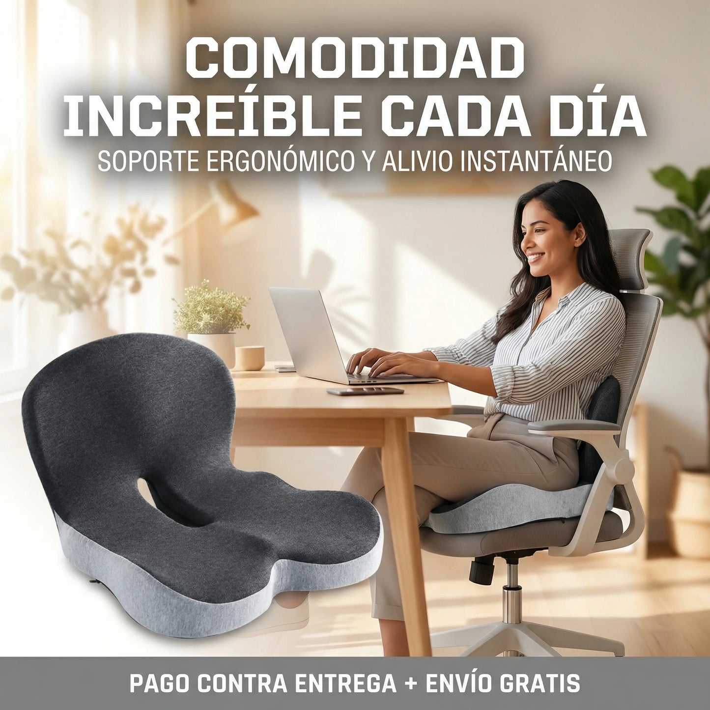 Cojín Ergonómico Viscoelástico Ajustable – Conduce sin dolor y con soporte real🪑
